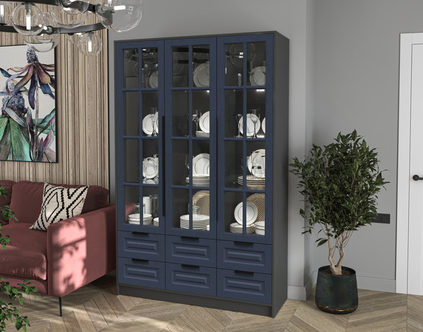 Шкаф с витриной Интерлиния Концепт КТ-ШВ3 с подсветкой Деко