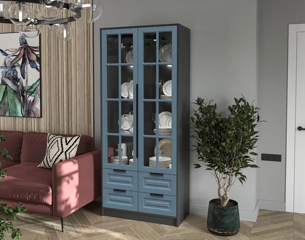 Шкаф с витриной Интерлиния Концепт КТ-ШВ2 с подсветкой Деко