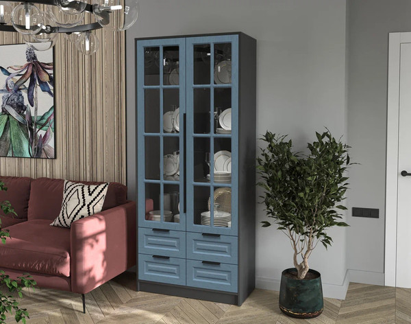 Шкаф с витриной Интерлиния Концепт КТ-ШВ2 Деко