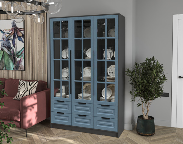 Шкаф с витриной Интерлиния Концепт КТ-ШВ3 Деко