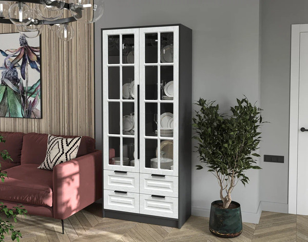 Шкаф с витриной Интерлиния Концепт КТ-ШВ2 Деко