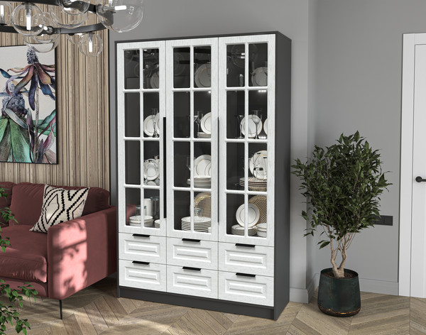 Шкаф с витриной Интерлиния Концепт КТ-ШВ3 с подсветкой Деко