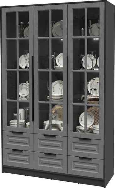 Шкаф с витриной Интерлиния Концепт КТ-ШВ3 с подсветкой Деко