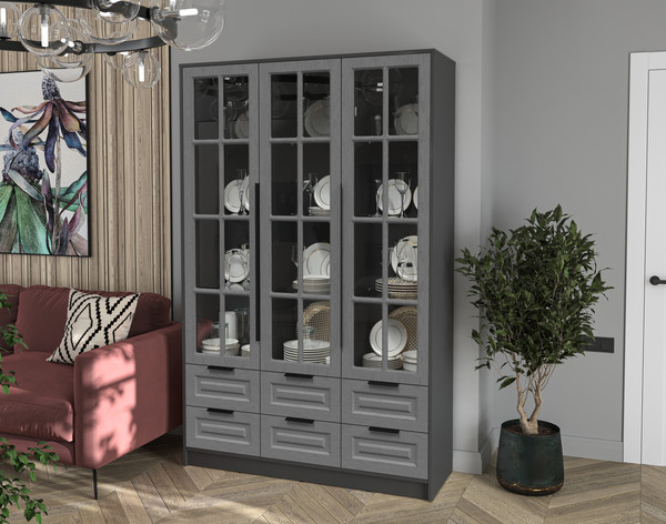 Шкаф с витриной Интерлиния Концепт КТ-ШВ3 Деко