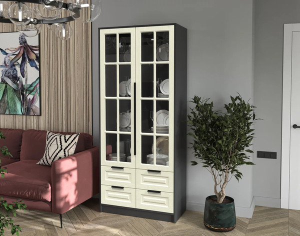 Шкаф с витриной Интерлиния Концепт КТ-ШВ2 Деко