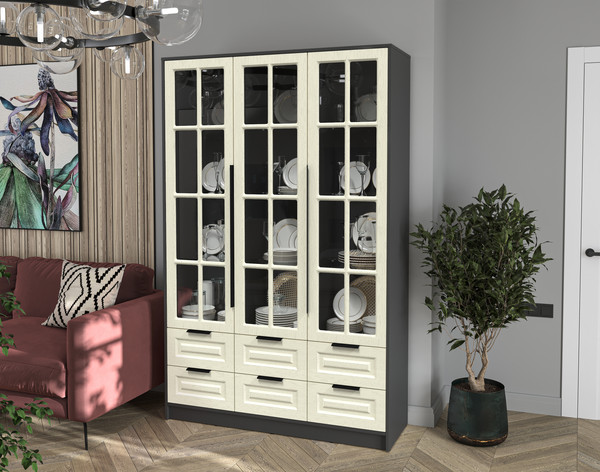 Шкаф с витриной Интерлиния Концепт КТ-ШВ3 Деко