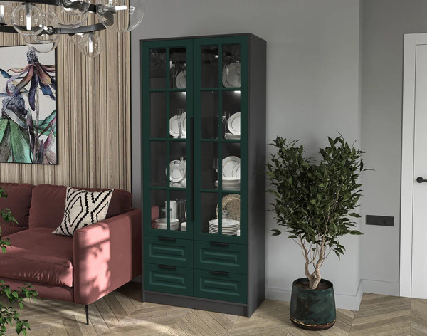 Шкаф с витриной Интерлиния Концепт КТ-ШВ2 с подсветкой Деко