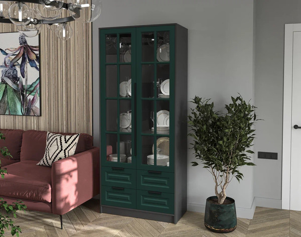 Шкаф с витриной Интерлиния Концепт КТ-ШВ2 Деко