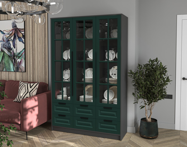 Шкаф с витриной Интерлиния Концепт КТ-ШВ3 Деко