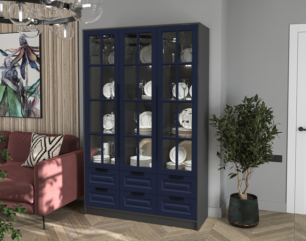 Шкаф с витриной Интерлиния Концепт КТ-ШВ3 с подсветкой Деко