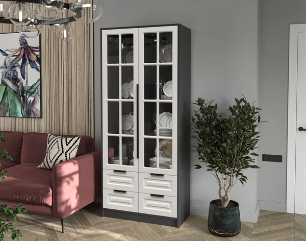 Шкаф с витриной Интерлиния Концепт КТ-ШВ2 Деко