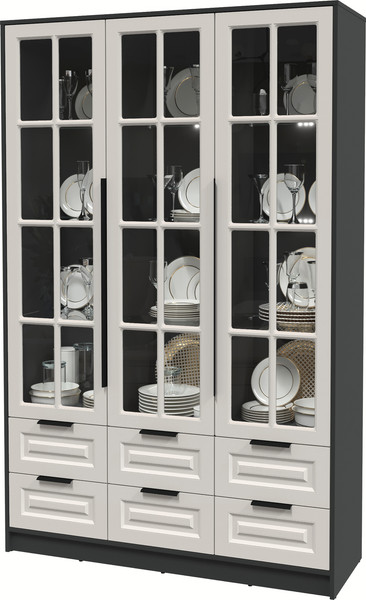 Шкаф с витриной Интерлиния Концепт КТ-ШВ3 с подсветкой Деко