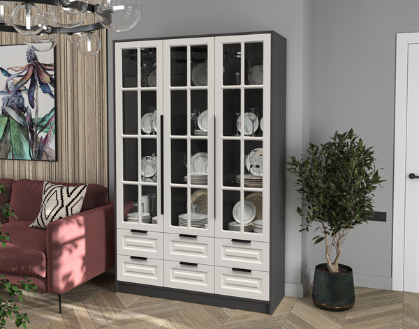 Шкаф с витриной Интерлиния Концепт КТ-ШВ3 Деко