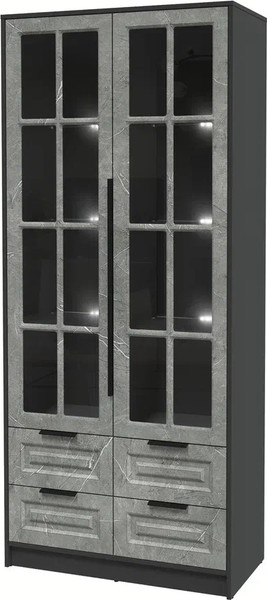 Шкаф с витриной Интерлиния Концепт КТ-ШВ2 с подсветкой Деко - фото