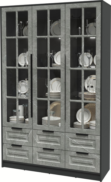 Шкаф с витриной Интерлиния Концепт КТ-ШВ3 с подсветкой Деко