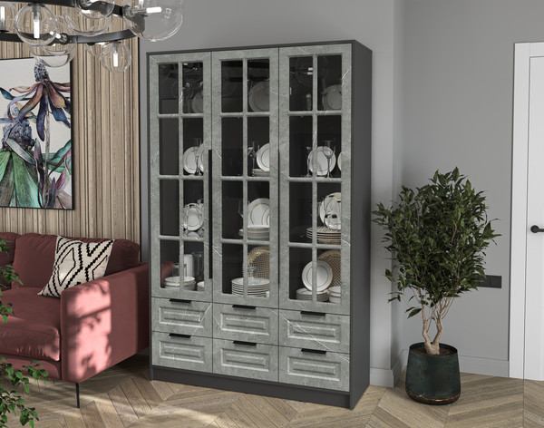 Шкаф с витриной Интерлиния Концепт КТ-ШВ3 Деко