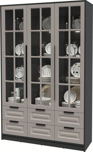 Шкаф с витриной Интерлиния Концепт КТ-ШВ3 с подсветкой Деко