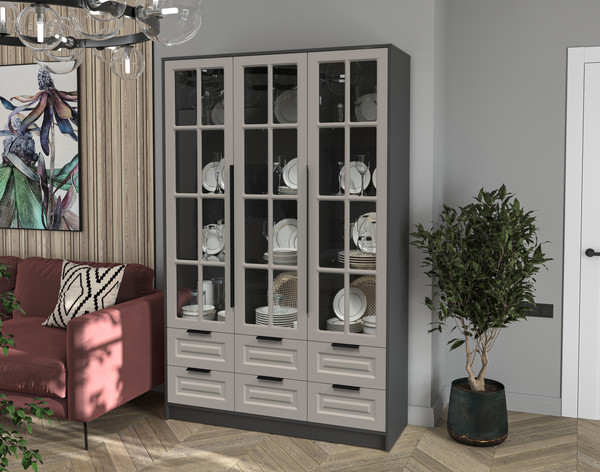 Шкаф с витриной Интерлиния Концепт КТ-ШВ3 Деко