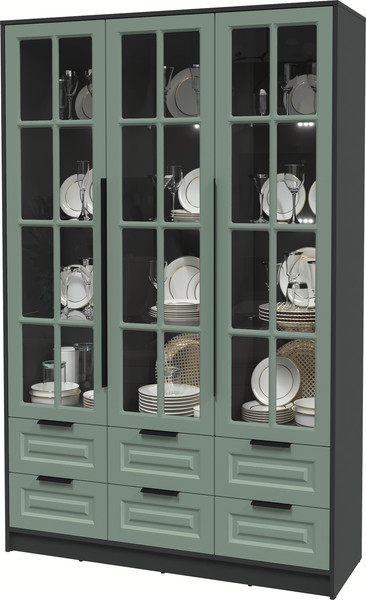 Шкаф с витриной Интерлиния Концепт КТ-ШВ3 с подсветкой Деко