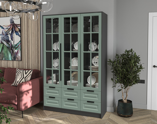 Шкаф с витриной Интерлиния Концепт КТ-ШВ3 Деко