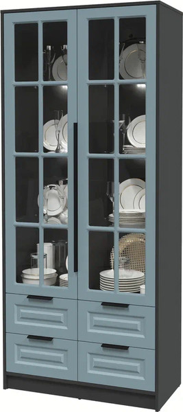 Шкаф с витриной Интерлиния Концепт КТ-ШВ2 с подсветкой Деко