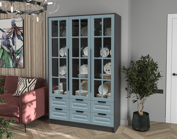 Шкаф с витриной Интерлиния Концепт КТ-ШВ3 Деко