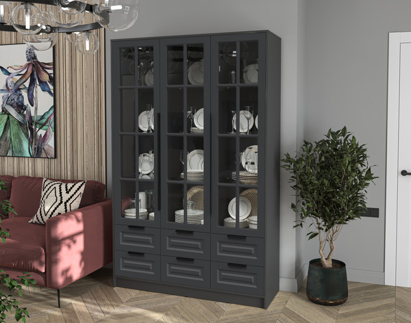 Шкаф с витриной Интерлиния Концепт КТ-ШВ3 Деко