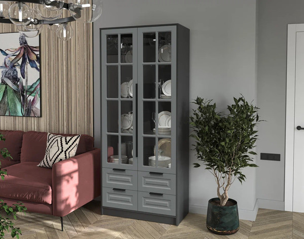 Шкаф с витриной Интерлиния Концепт КТ-ШВ2 Деко