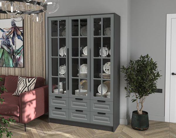 Шкаф с витриной Интерлиния Концепт КТ-ШВ3 Деко