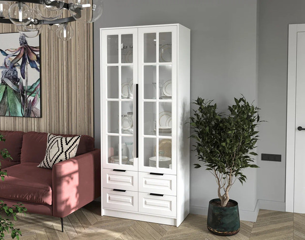 Шкаф с витриной Интерлиния Концепт КТ-ШВ2 с подсветкой Деко