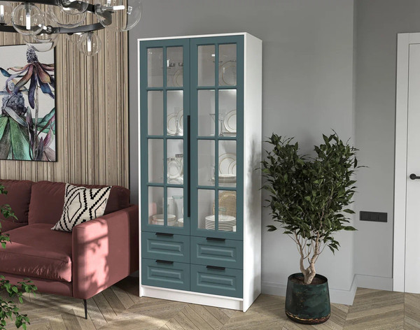 Шкаф с витриной Интерлиния Концепт КТ-ШВ2 с подсветкой Деко