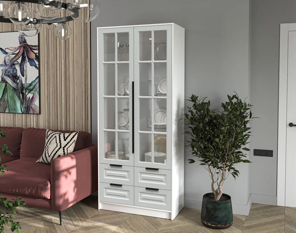 Шкаф с витриной Интерлиния Концепт КТ-ШВ2 Деко