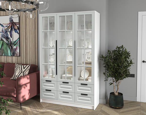 Шкаф с витриной Интерлиния Концепт КТ-ШВ3 с подсветкой Деко