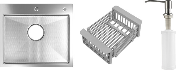 Мойка кухонная Schtoff Best Decor Silver 5050 + KR-1 Grey + SD-1 Silver - фото