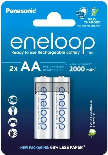 Комплект аккумуляторов Panasonic Eneloop AA 2000 / BK-3MCDE/2CP - фото