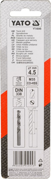 Сверло Yato YT-4045