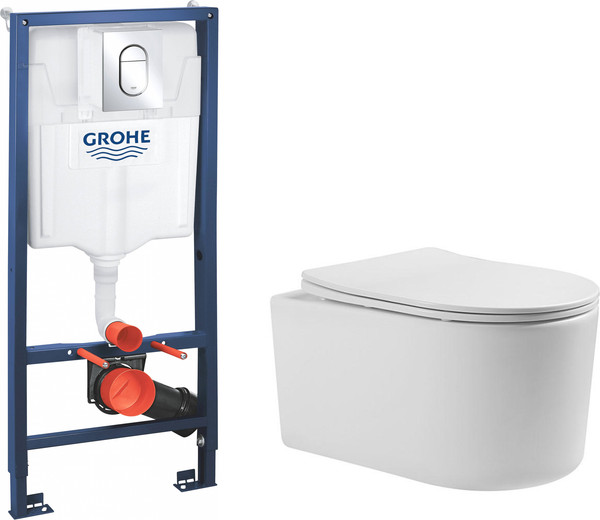 Унитаз подвесной с инсталляцией Grado GD-W204T + GROHE Rapid SL 39504000 - фото