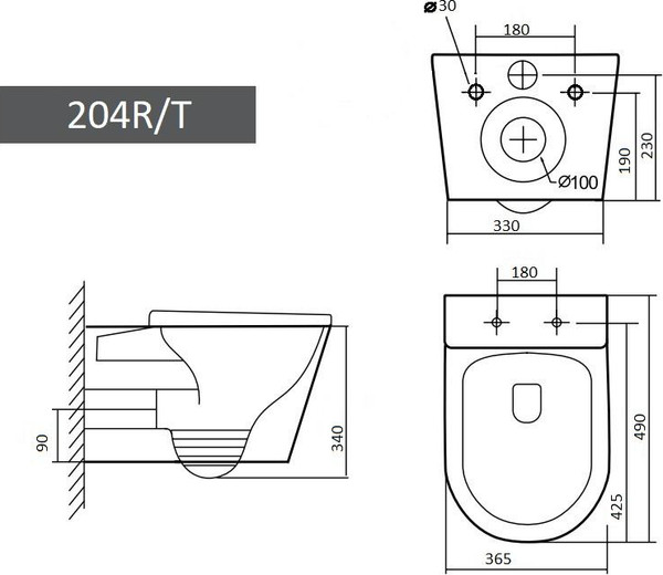 Унитаз подвесной с инсталляцией Grado GD-W204T + GROHE Rapid SL 39504000