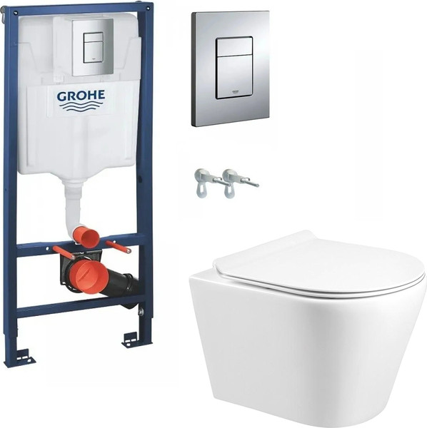 Унитаз подвесной с инсталляцией Grado GD-W201T + GROHE Rapid SL 38772001 - фото