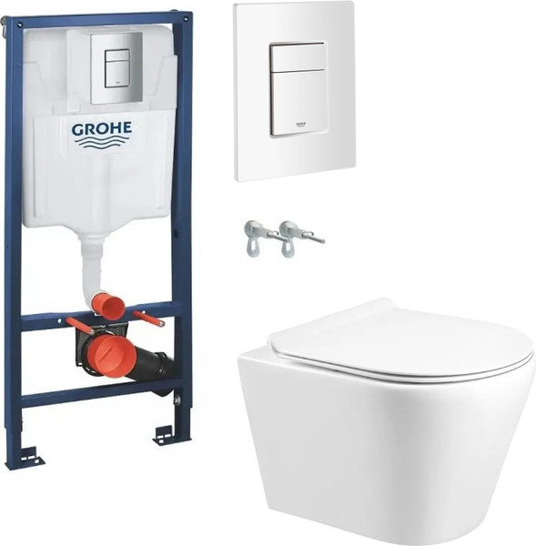 Унитаз подвесной с инсталляцией Grado GD-W201T + GROHE Rapid Sl 38772SH0 - фото