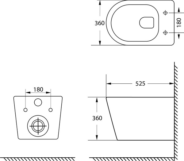 Унитаз подвесной с инсталляцией Grado GD-W203T + TECE Kit 9400412