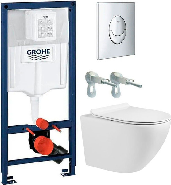 Унитаз подвесной с инсталляцией Grado GD-W203T + GROHE Rapid SL 38721001 - фото
