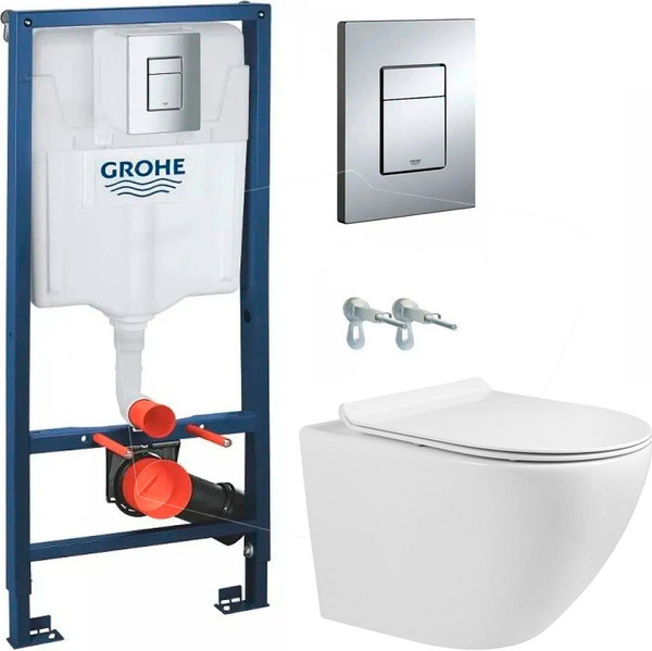 Унитаз подвесной с инсталляцией Grado GD-W203T + GROHE Rapid SL 38772001 - фото