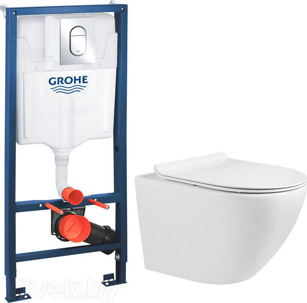 Унитаз подвесной с инсталляцией Grado GD-W203T + GROHE Rapid SL 39504000 - фото