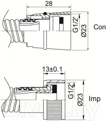 Душевой шланг Rubineta Biflex Con/Imp 600039