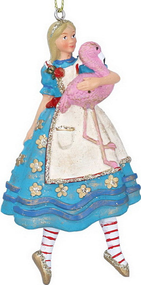 Елочная игрушка Gisela Graham Alice in Christmas Land Алиса с Фламинго / 10052 - фото