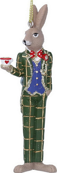 Елочная игрушка Gisela Graham Alice in Christmas Land Безумный мартовский заяц / 10037 - фото