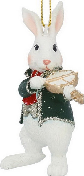 Елочная игрушка Gisela Graham Alice in Christmas Land Белый кролик со скрипкой-часами 10599_2  - фото