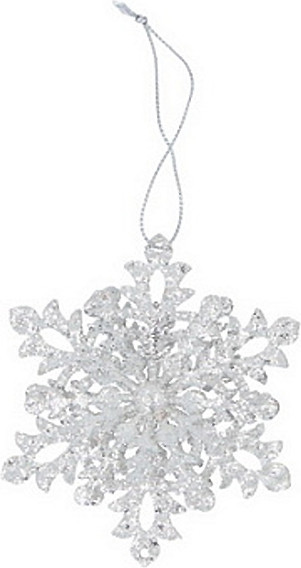 Елочная игрушка Gisela Graham Snowberries Бледно-серебристая сверкающая снежинка / 15536 - фото