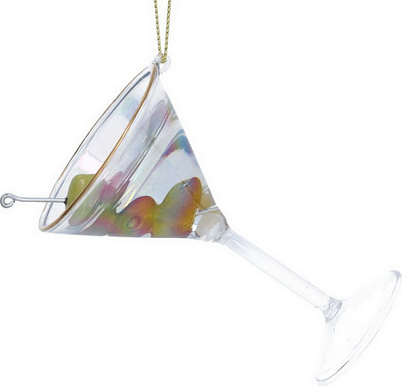 Елочная игрушка Gisela Graham Jolly Christmas Бокал грязного мартини / 01236 - фото